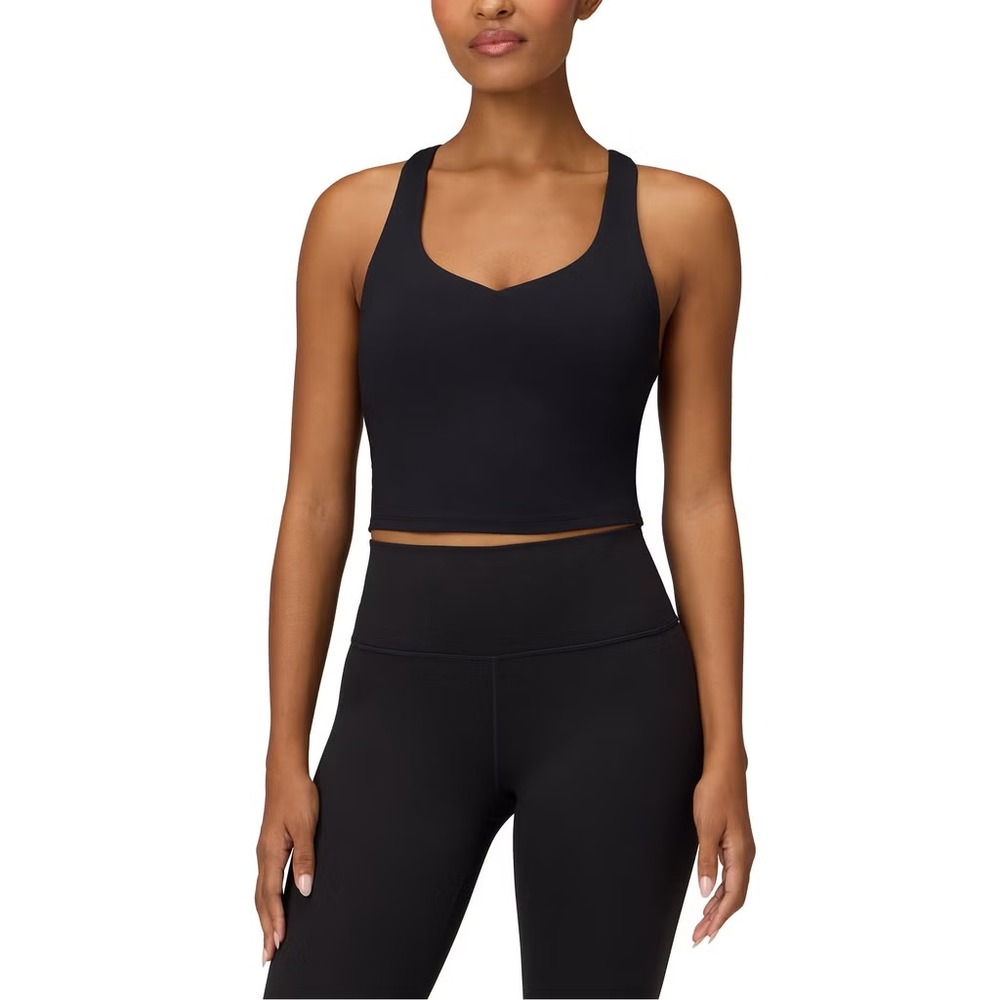 Fabletics Women's Anywhere Cropped Built-In Tank Bra, Black, Size: Small, New